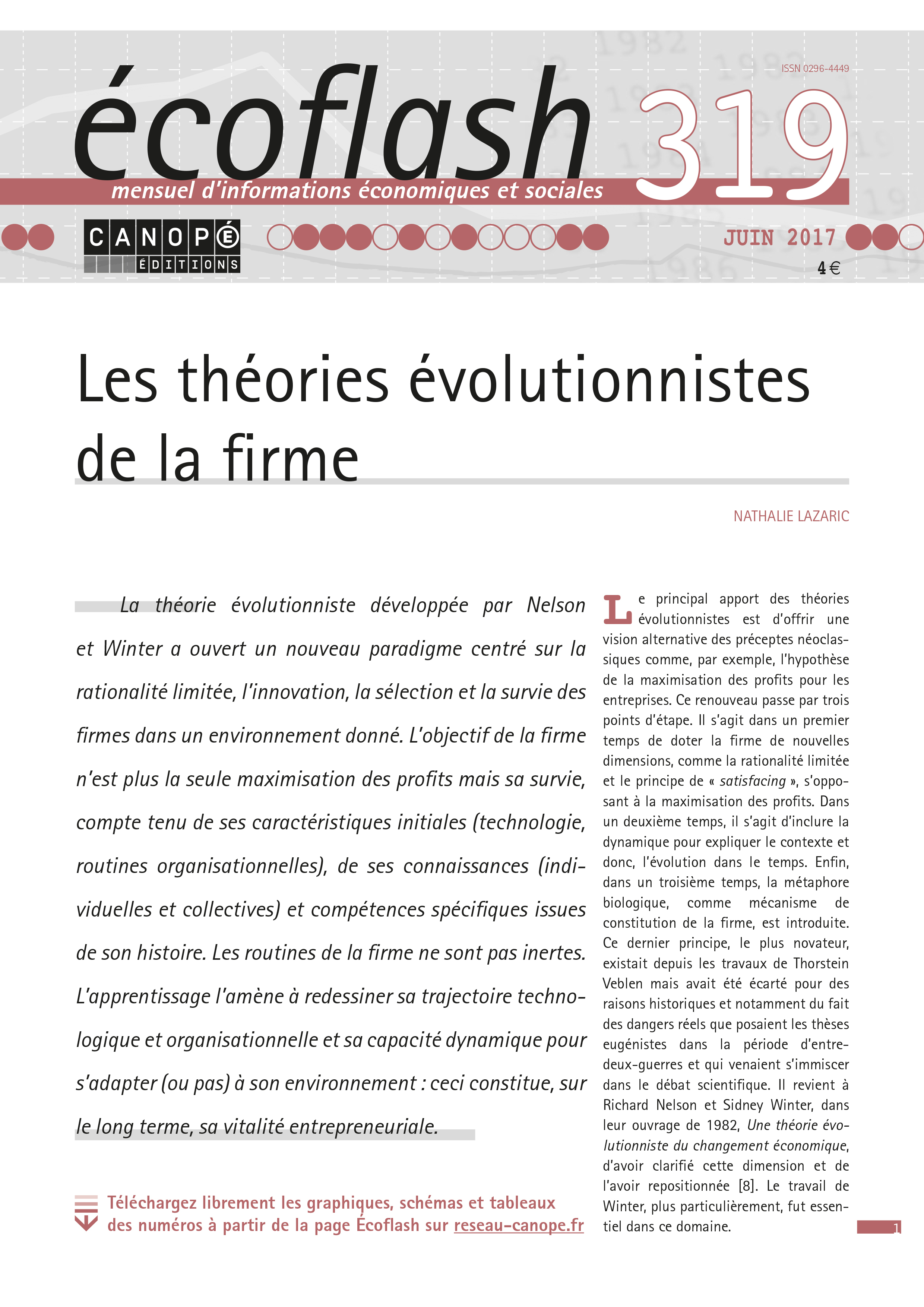 ECOFLASH 319 : LES THEORIES EVOLUTIONNISTES DE LA FIRME