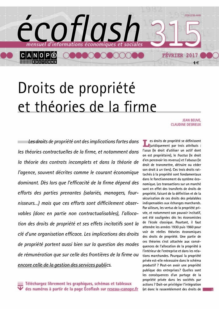 ECOFLASH N 315 FEVRIER 2017 DROITS DE PROPRIETE ET THEORIES DE LA FIRME 315