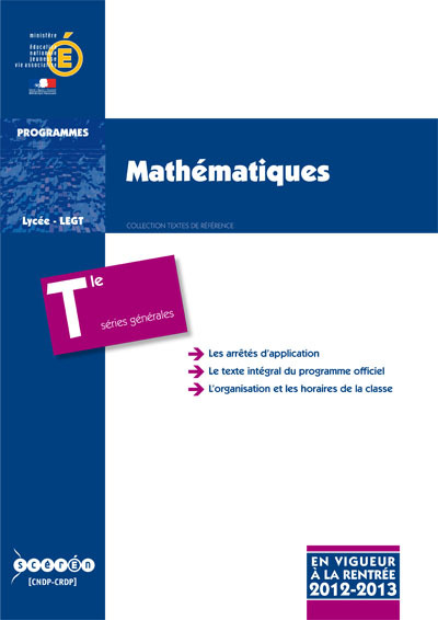 Mathématiques - classe terminale des séries générales ES, L, S