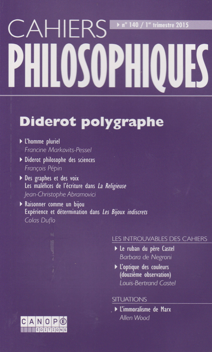 CAHIERS PHILOSOPHIQUES, N. 140 (1/2015)  DIDEROT POLYGRAPHE