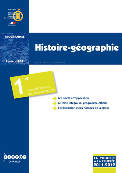Histoire-géographie - classe de première des séries générales et classe de première conduisant au baccalauréat gén