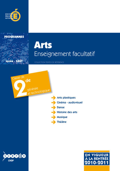 Arts - enseignement facultatif de la classe de seconde générale et technologique