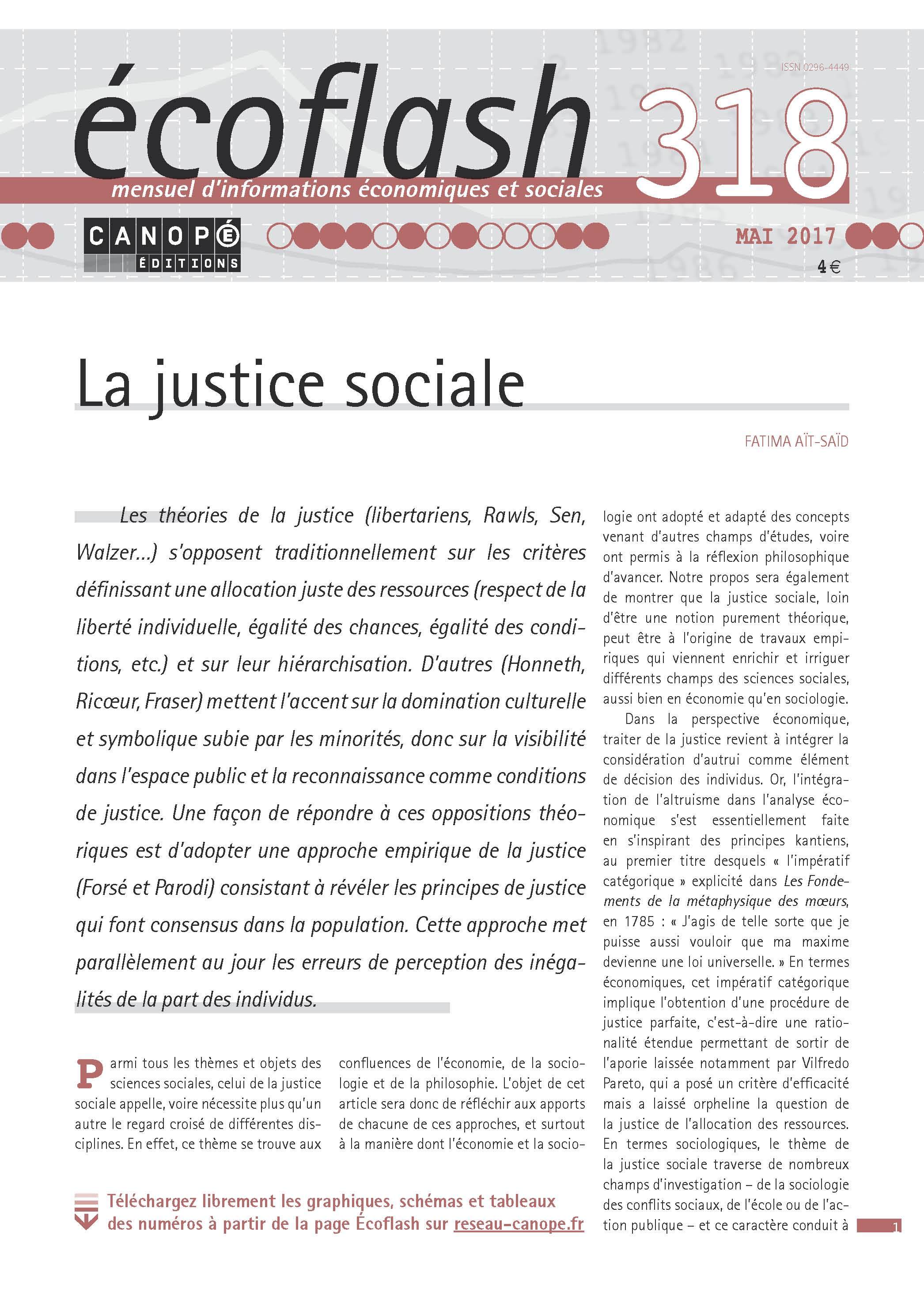 ECOFLASH N 318  MAI 2017 LA JUSTICE SOCIALE