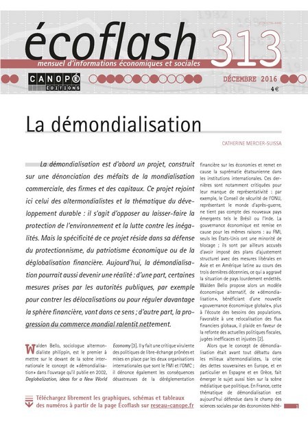 ECOFLASH N 313 DECEMBRE 2016 LA DEMONDIALISATION
