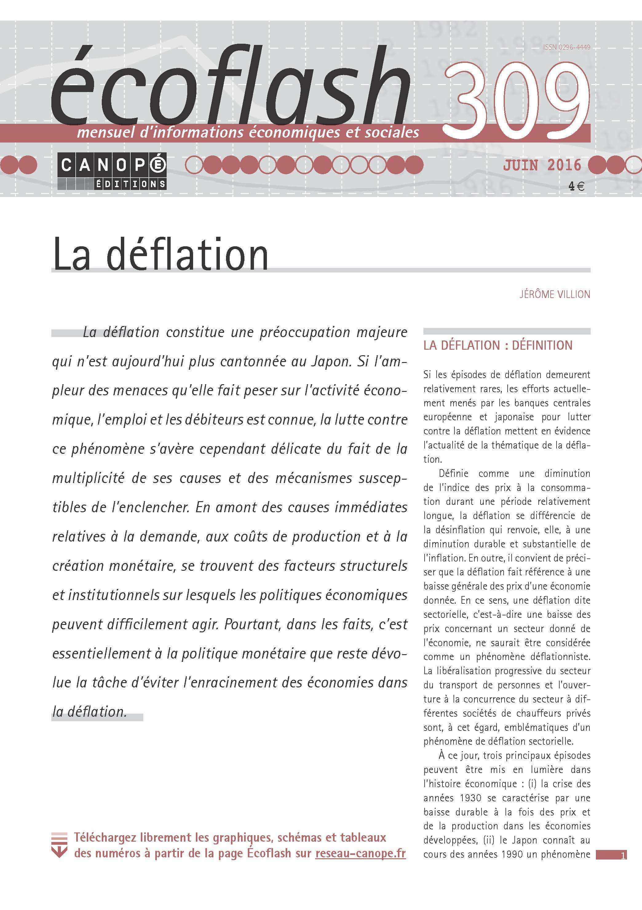 ECOFLASH N 309  JUIN 2016 LA DEFLATION