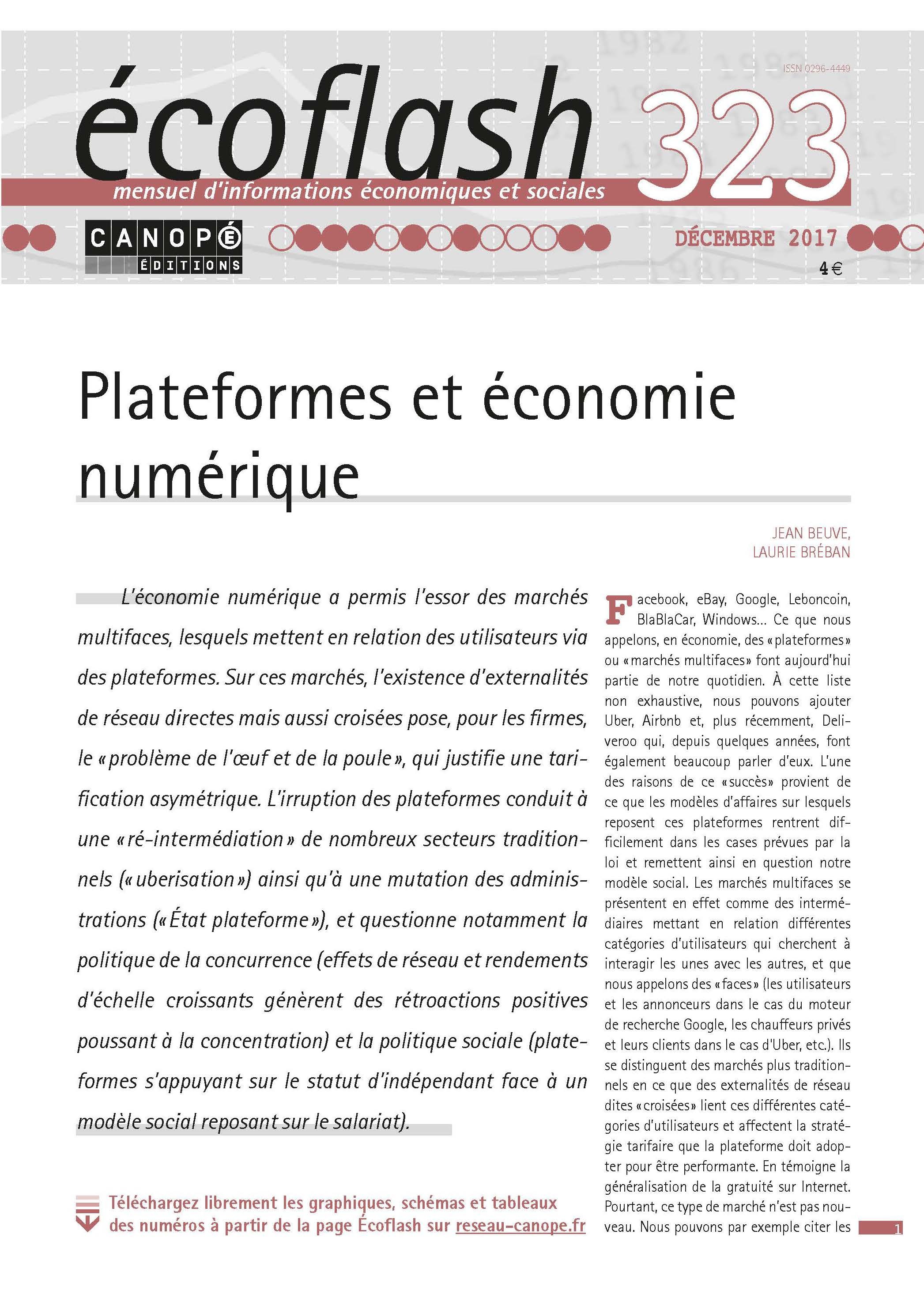 ECOFLASH, N 323 - PLATEFORMES ET ECONOMIE NUMERIQUE