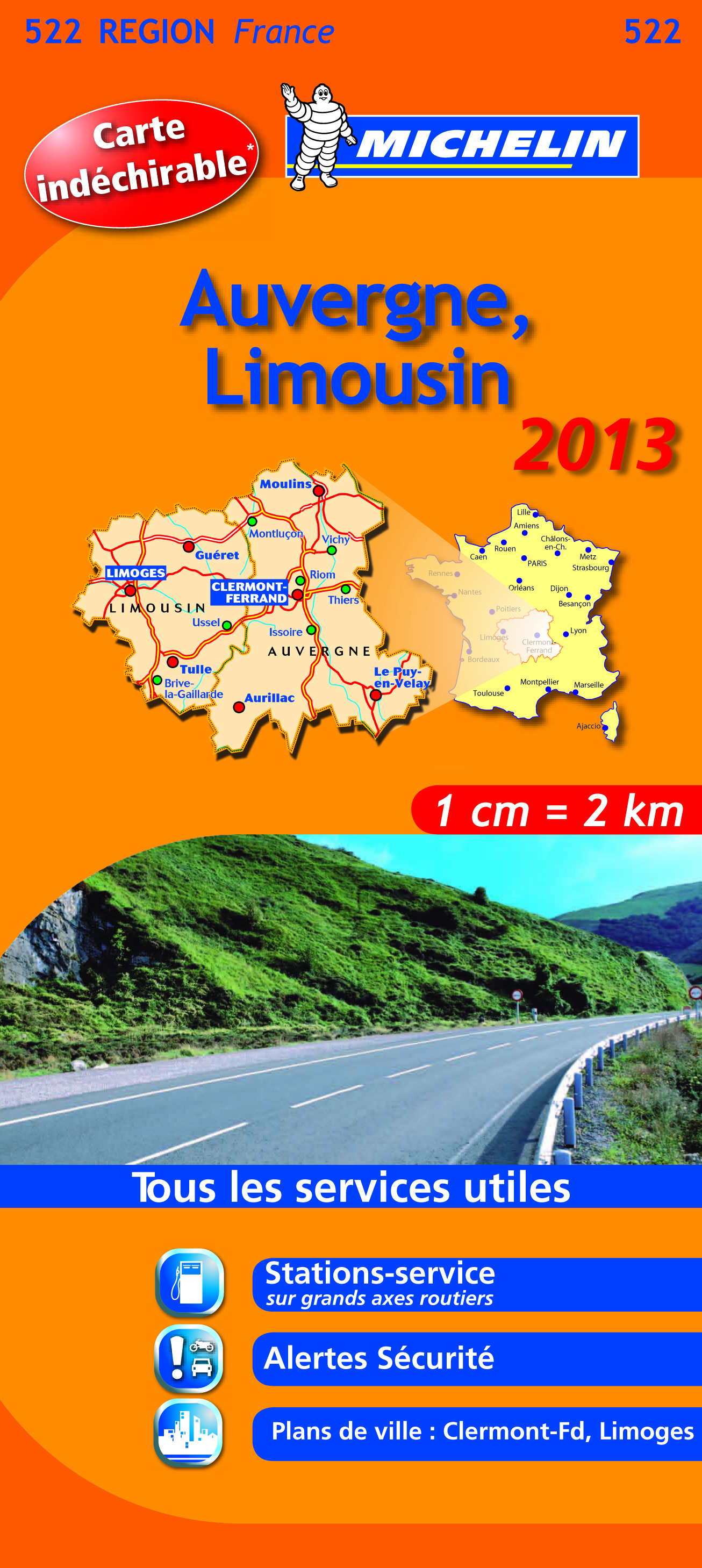 CARTE ROUTIERE 522 AUVERGNE LIMOUSIN HR 2013