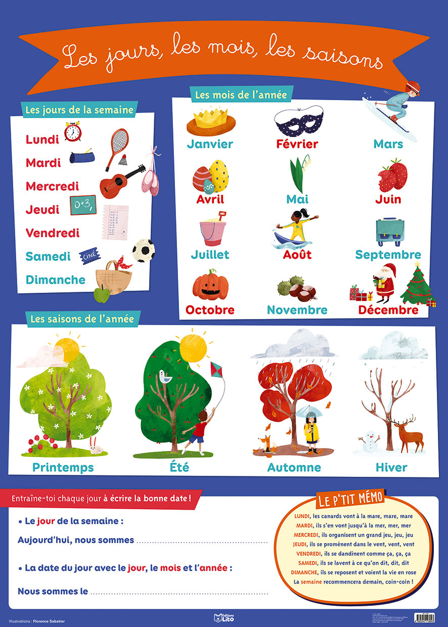 POSTER LES JOURS MOIS SAISONS