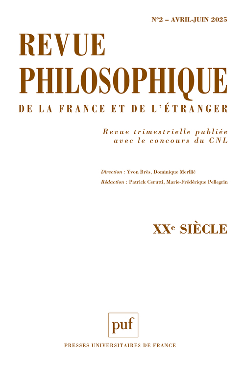 REVUE PHILOSOPHIQUE 2025, T. 150(2)