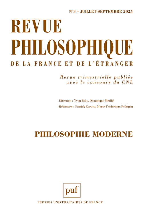 REVUE PHILOSOPHIQUE 2025, T. 150(3)