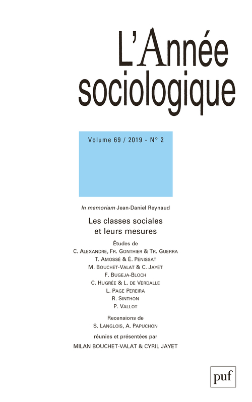 Annee sociologique 2019, vol.69(2)