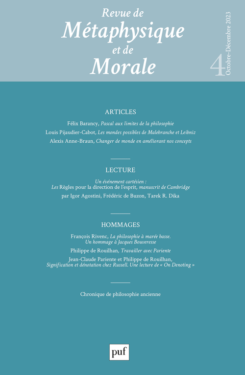 Revue de métaphysique et de morale 2023-4