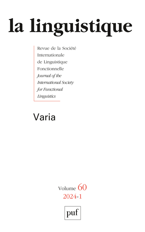LA LINGUISTIQUE 2024, VOL. 60(1)