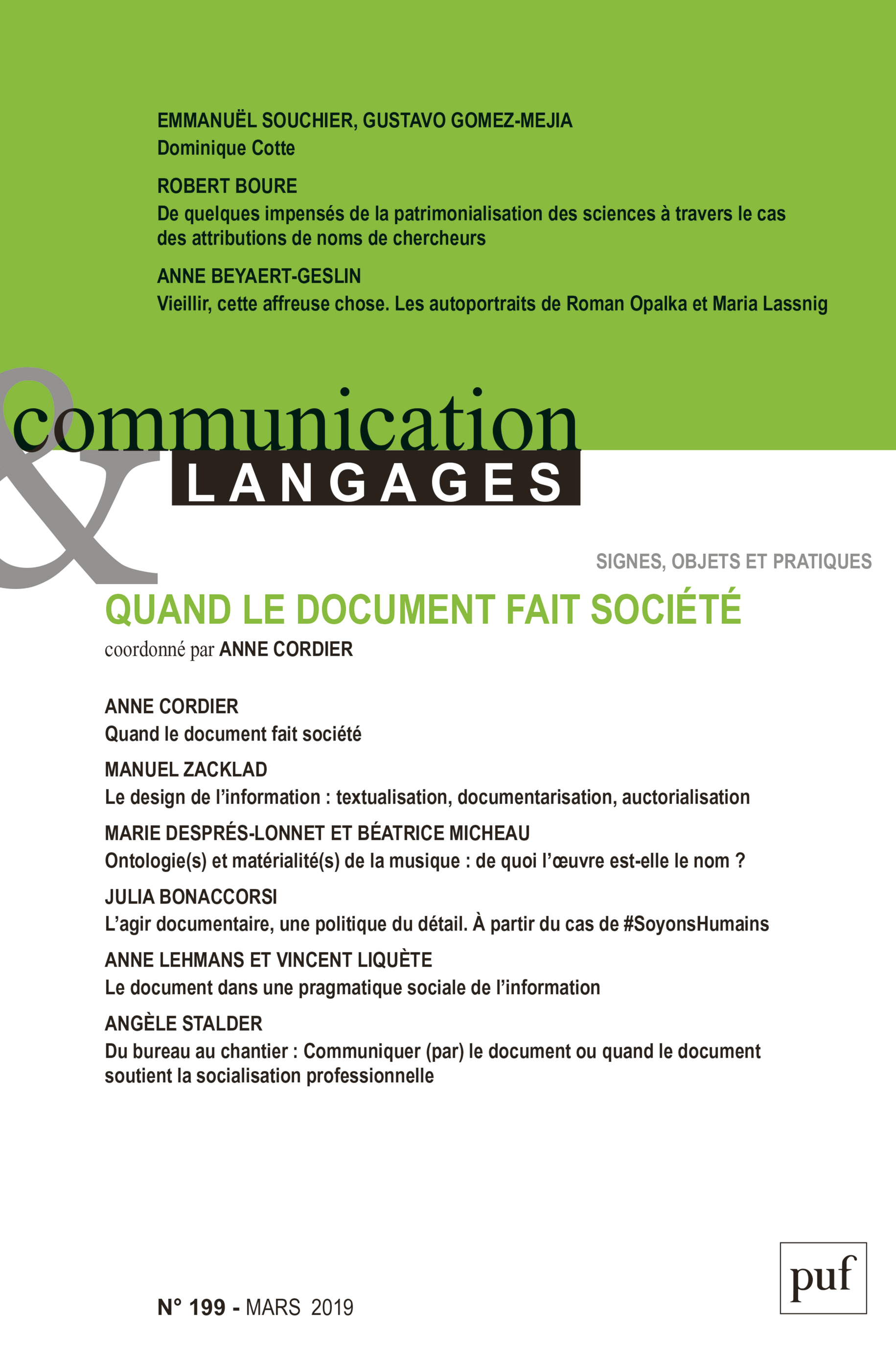 COMMUNICATION ET LANGAGES 2019, N.199