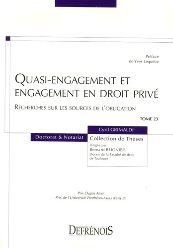 QUASI-ENGAGEMENT ET ENGAGEMENT EN DROIT PRIVÉ. RECHERCHE SUR LES SOURCES DE L'OB
