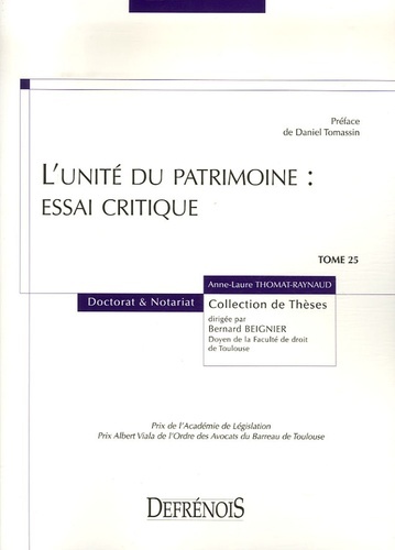 L'UNITÉ DU PATRIMOINE : ESSAI CRITIQUE