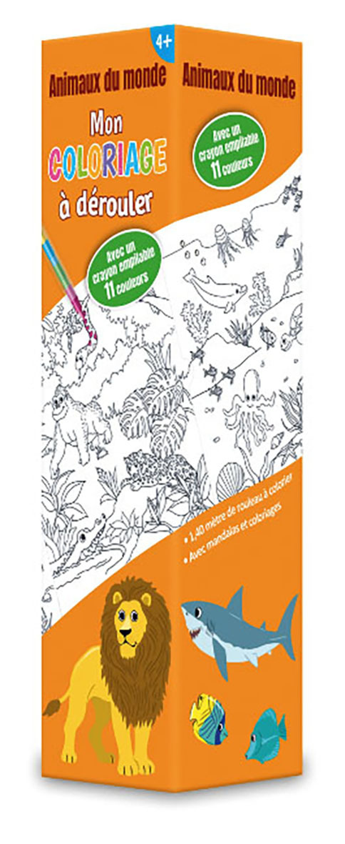 ANIMAUX DU MONDE - MON COLORIAGE A DEROULER - 142CM X 21CM