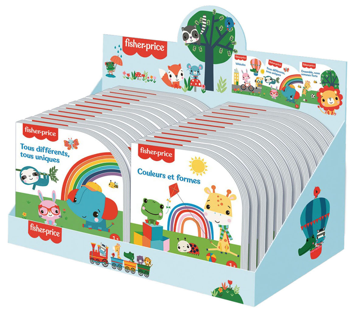 PLV COMPTOIR PLEINE 24EX - FISHER PRICE (4EX/TITRE - 6 TITRES)  - L 36 X P 18 X H 19.5 CM