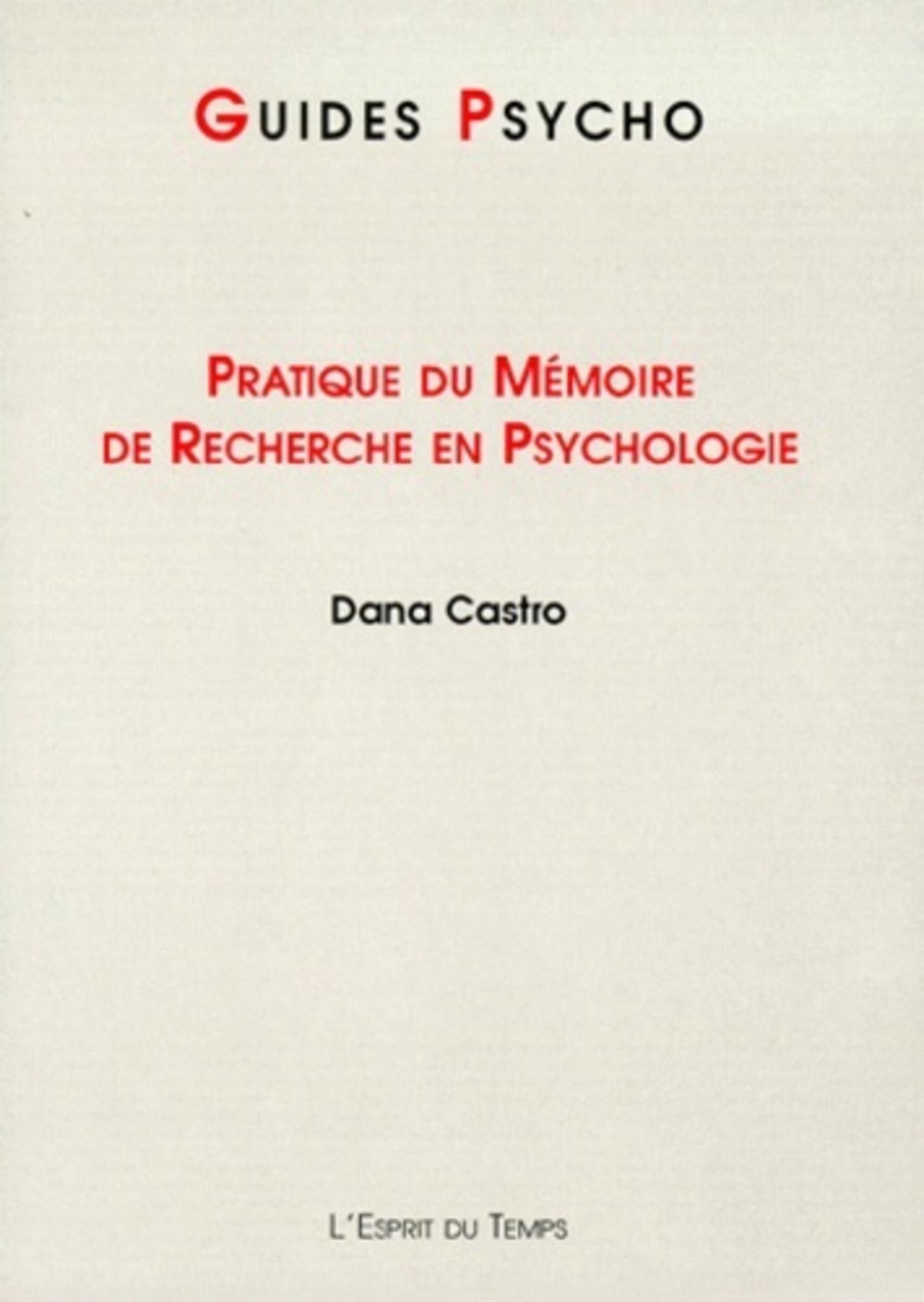 PRATIQUE DU MEMOIRE DE RECHERCHE EN PSYCHOLOGIE