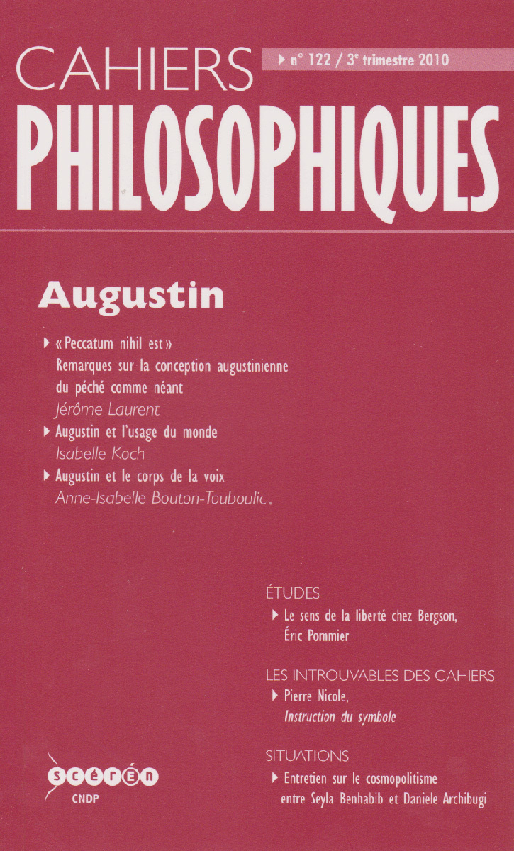 CAHIERS PHILOSOPHIQUES, N. 123 (2/2010)  AUGUSTIN