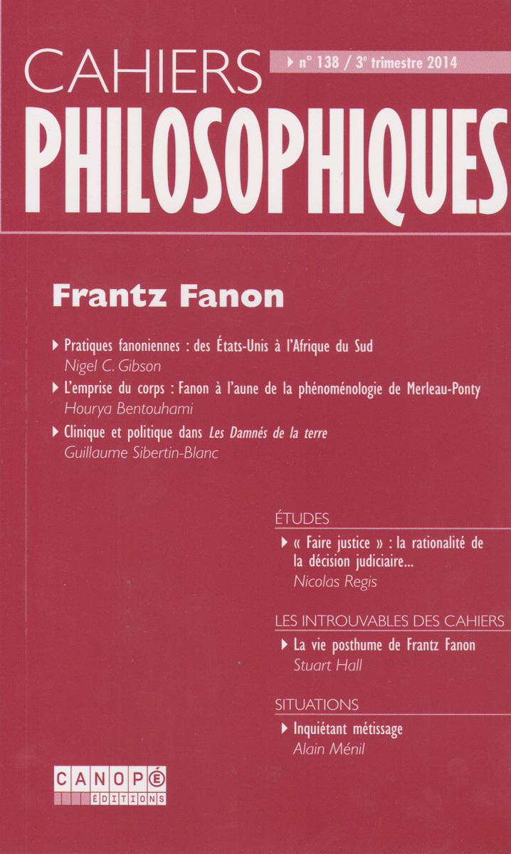 CAHIERS PHILOSOPHIQUES, N. 138 (3/2014)  FRANTZ FANON