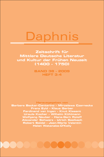 38-3-4 - DAPHNIS. ZEITSCHRIFT FUR MITTLERE DEUTSCHE LITERATUR UND KULTUR DER FRUHEN NEUZEIT