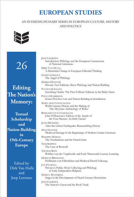EDITING THE NATION'S MEMORY. TEXTUAL SCHOLARSHIP AND NATION-BUILDING IN NINETEENTH-CENTURY EUROPE