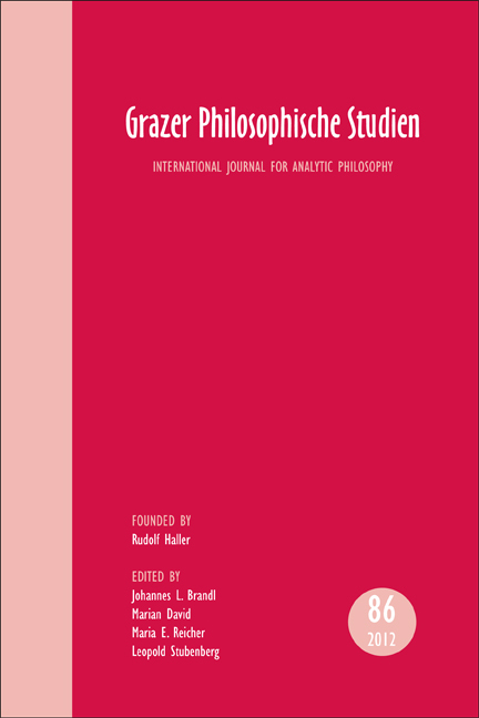 GRAZER PHILOSOPHISCHE STUDIEN, VOL. 86 - 2012. INTERNATIONALE ZEITSCHRIFT FUR ANALYTISCHE PHILOSOPHI