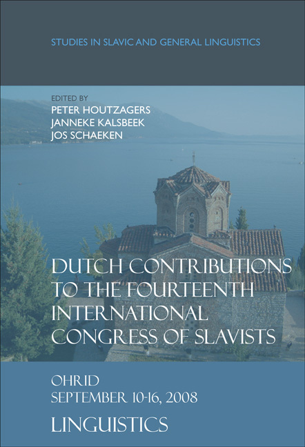 DUTCH CONTRIBUTIONS TO THE FOURTEENTH INTERNATIONAL CONGRESS OF SLAVISTS. OHRID, SEPTEMBER 10-16, 20