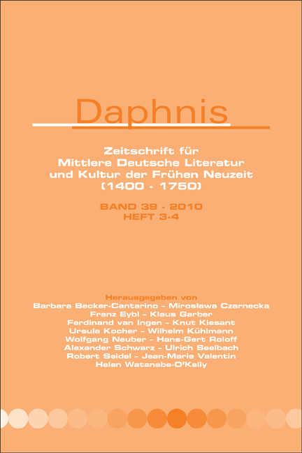 39-3-4 - DAPHNIS. ZEITSCHRIFT FUR MITTLERE DEUTSCHE LITERATUR UND KULTUR DER FRUHEN NEUZEIT