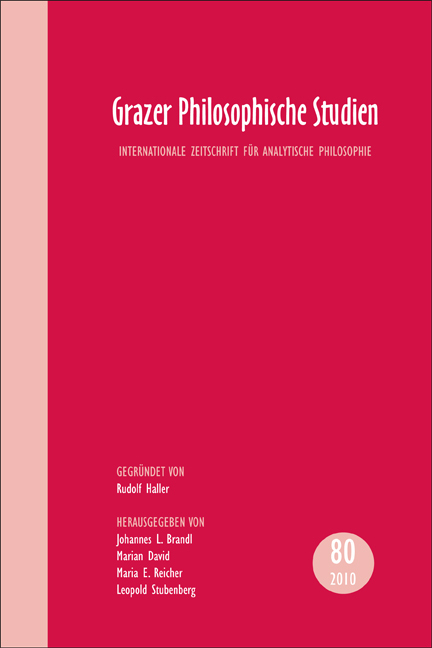 GRAZER PHILOSOPHISCHE STUDIEN, VOL. 80 - 2010