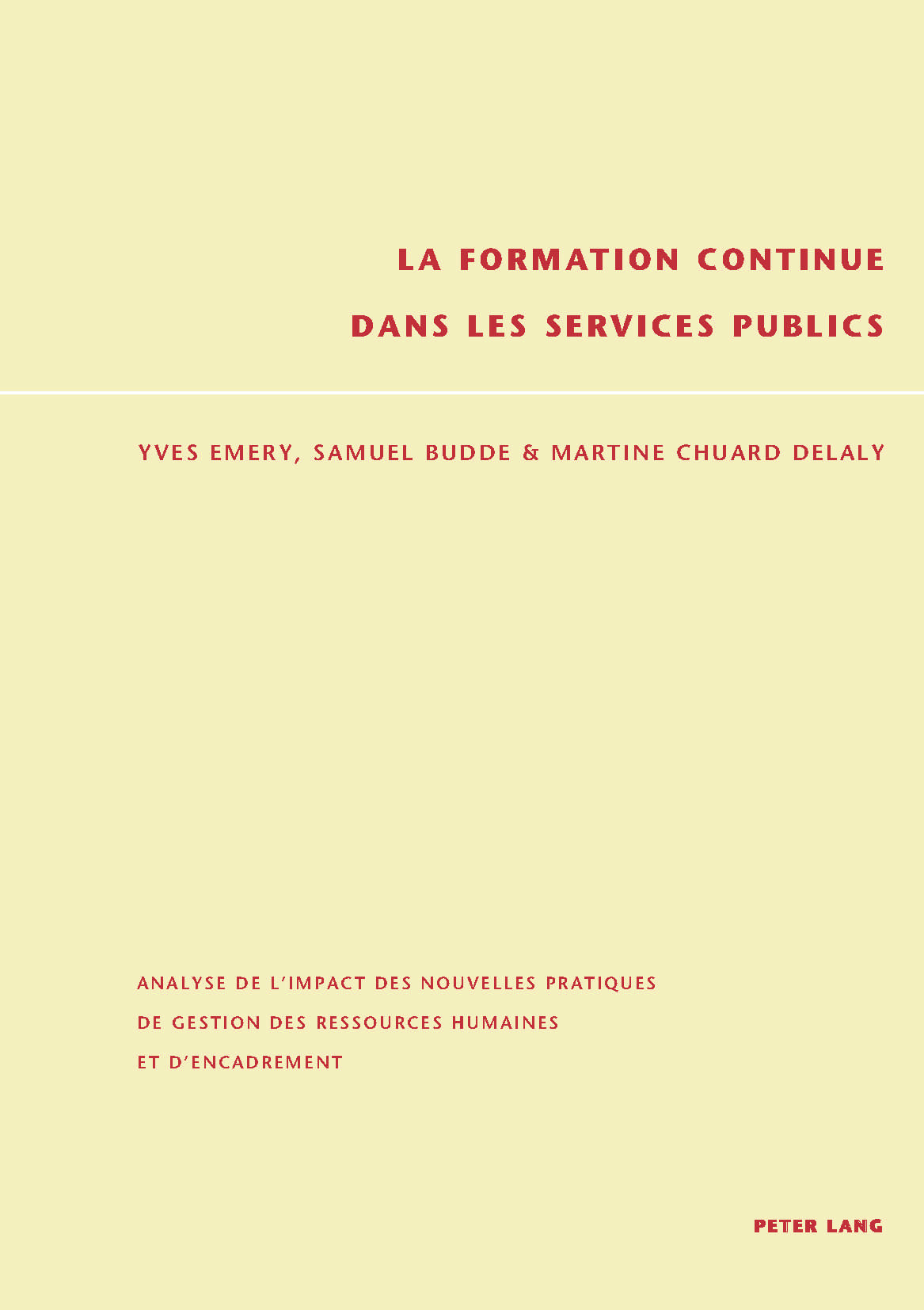 LA FORMATION CONTINUE DANS LES SERVICES PUBLICS