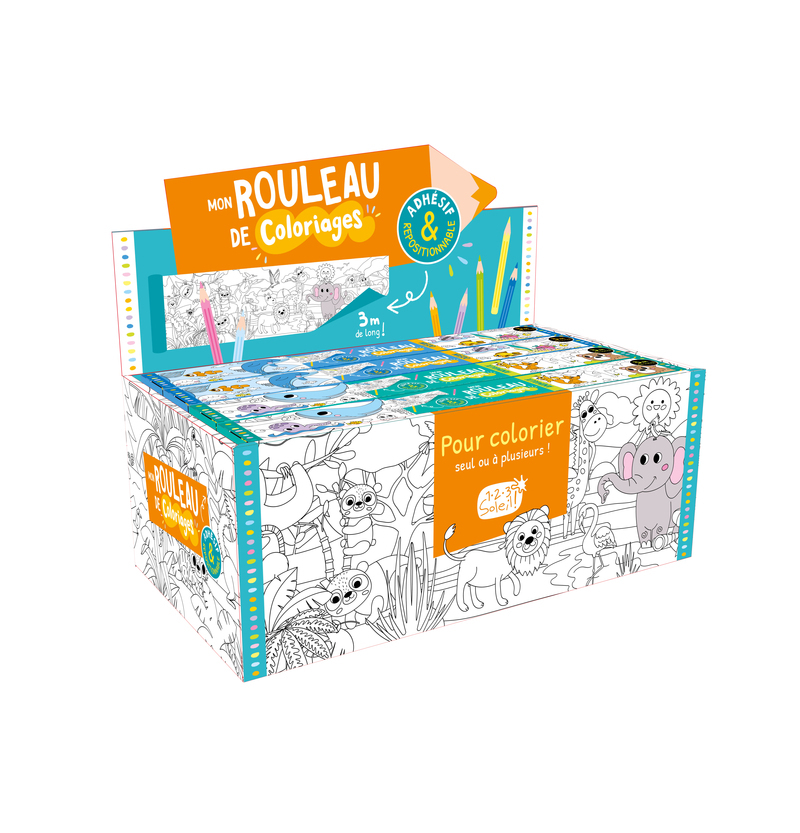 PLV PLEINE MON ROULEAU DE COLORIAGES ADHÉSIF 12 EX