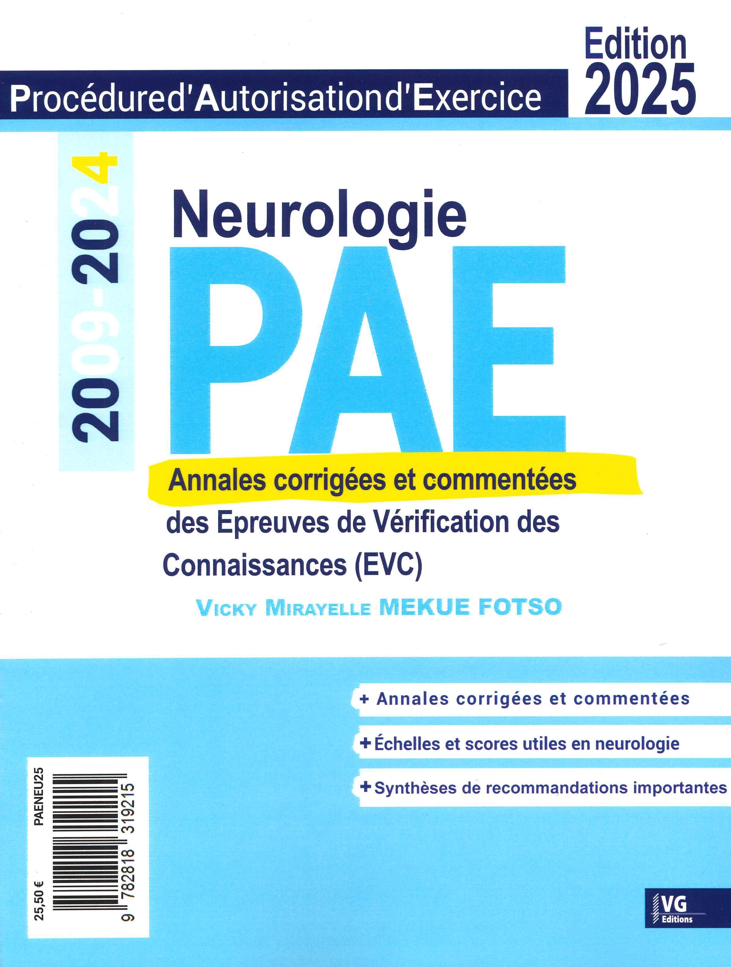 PAE ANNALES EVC CORRIGE NEUROLOGIE 2025