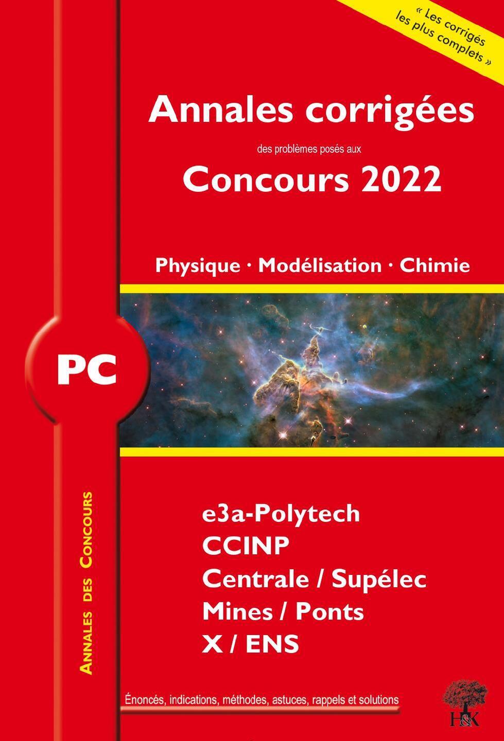 Annales des Concours 2022 – PC Physique, Modélisation et Chimie