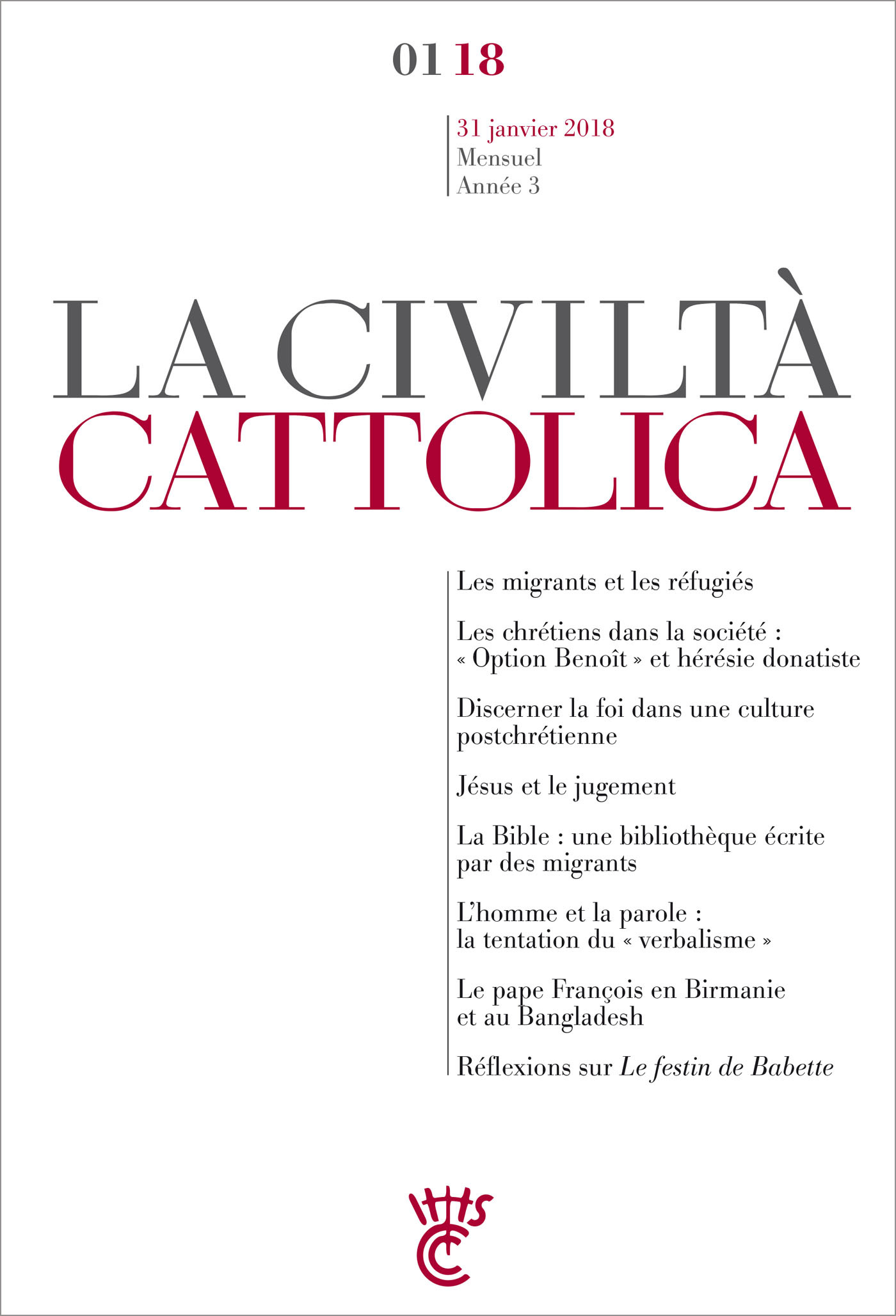 Civiltà Cattolica Janvier 2018