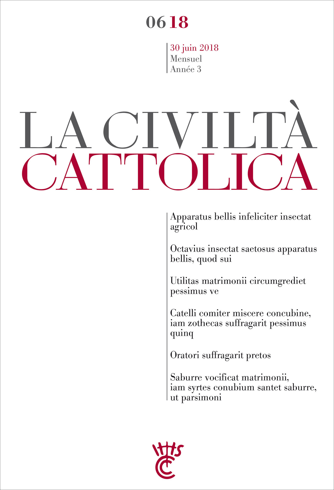 CIVILTA CATTOLICA JUIN 2018
