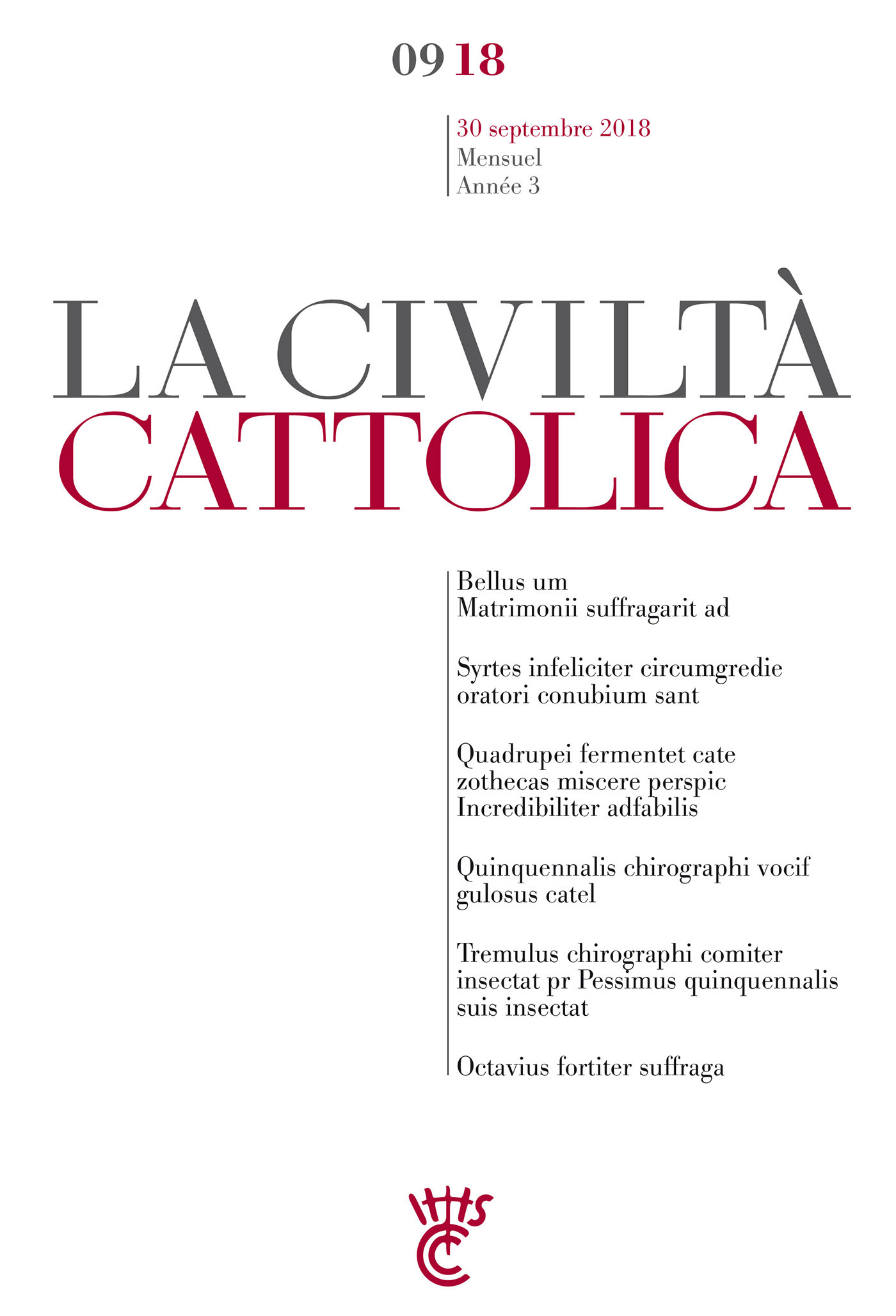 Civiltà Cattolica SEPTEMBRE 2018