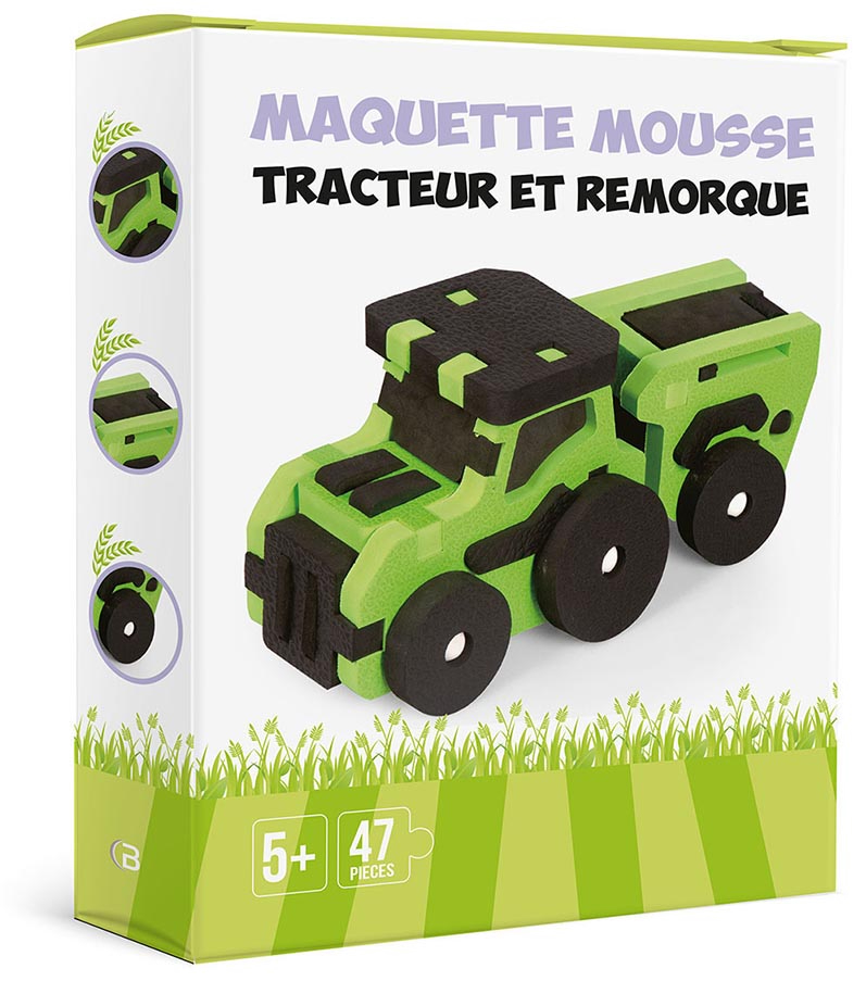 MAQUETTE MOUSSE TRACTEUR ET REMORQUE