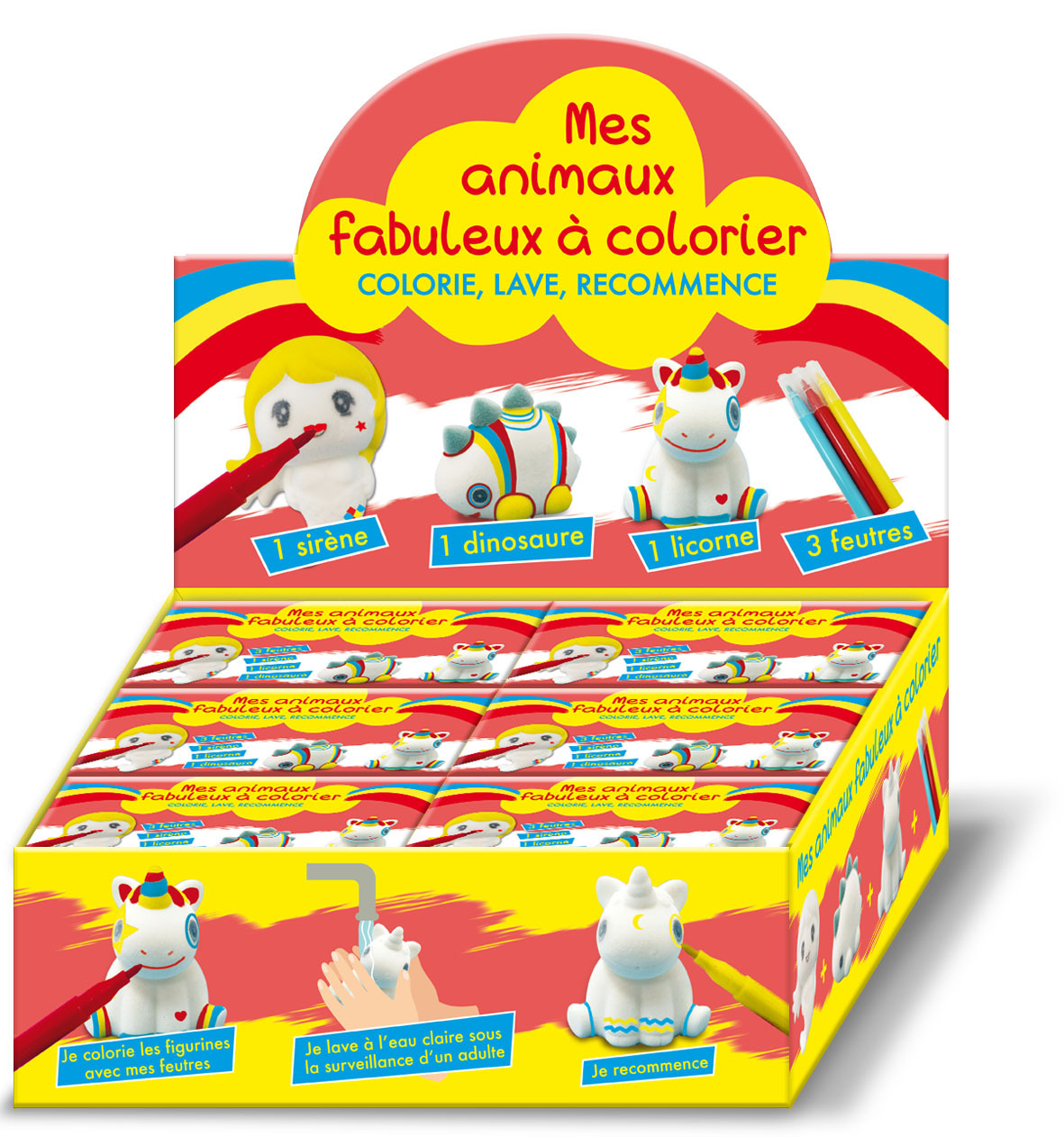 DISPLAY 12 KITS ANIMAUX FABULEUX A COLORIER