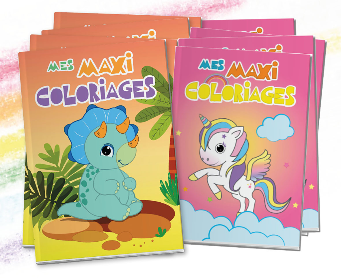 PACK 12 EX - MES MAXI COLORIAGES DE 3 A 5 ANS - DINOSAURE ET LICORNE