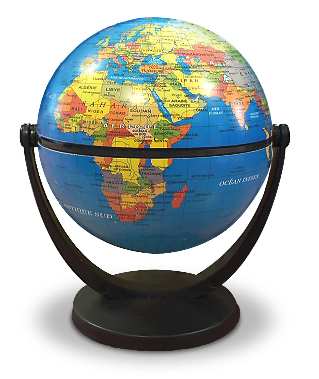 GLOBE 10 CM TOURNANT BLEU POLITIQUE