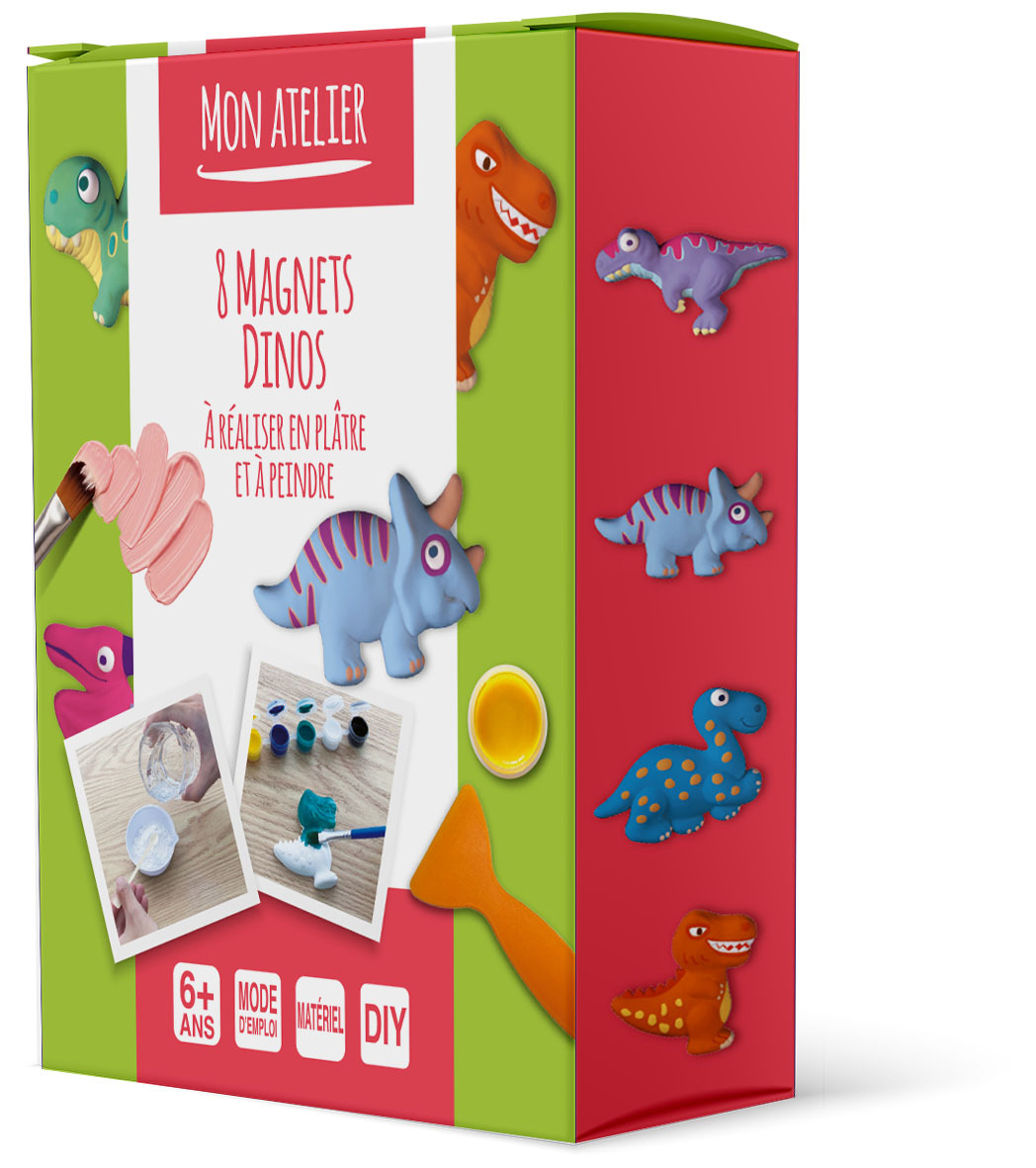 COFFRET MES 8 MAGNETS DINOS A REALISER EN PLATRE ET A PEINDRE