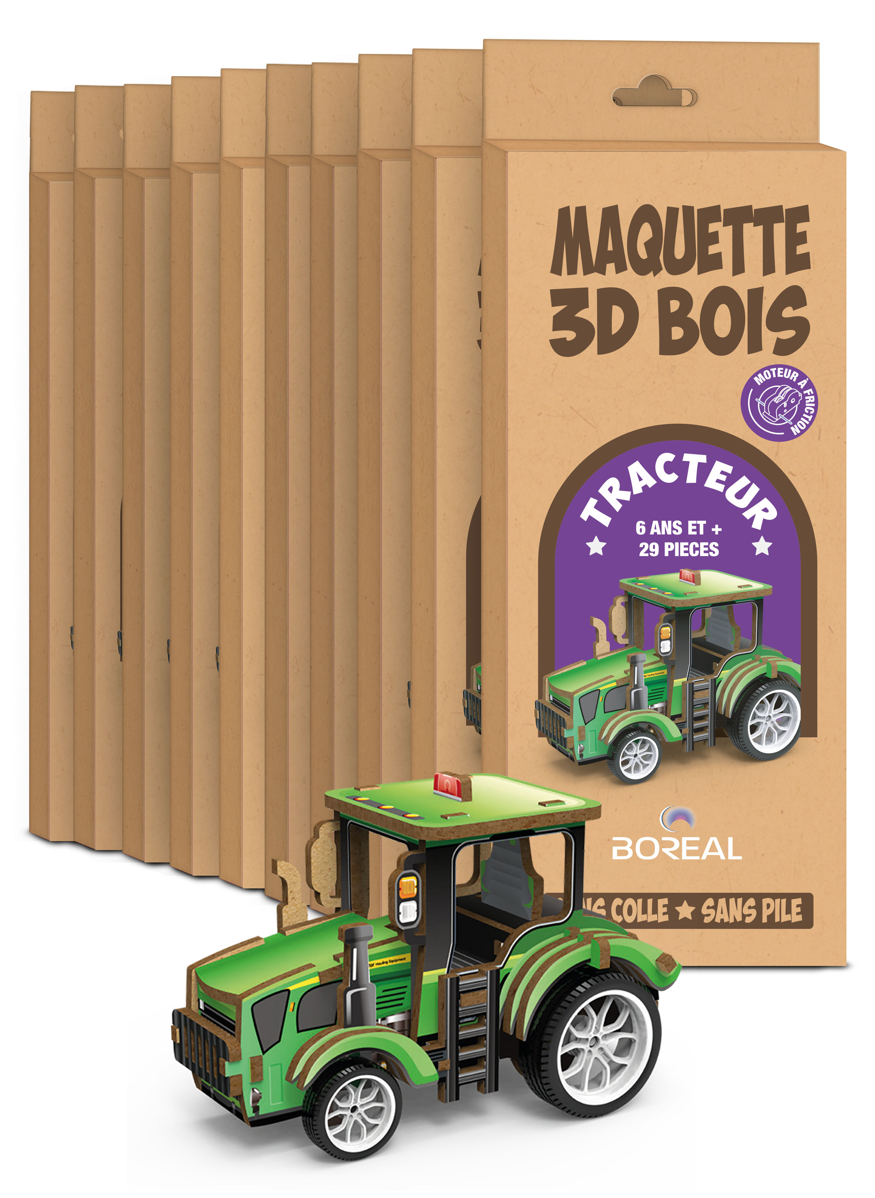 PACK 10 MAQUETTES 3D BOIS TRACTEUR