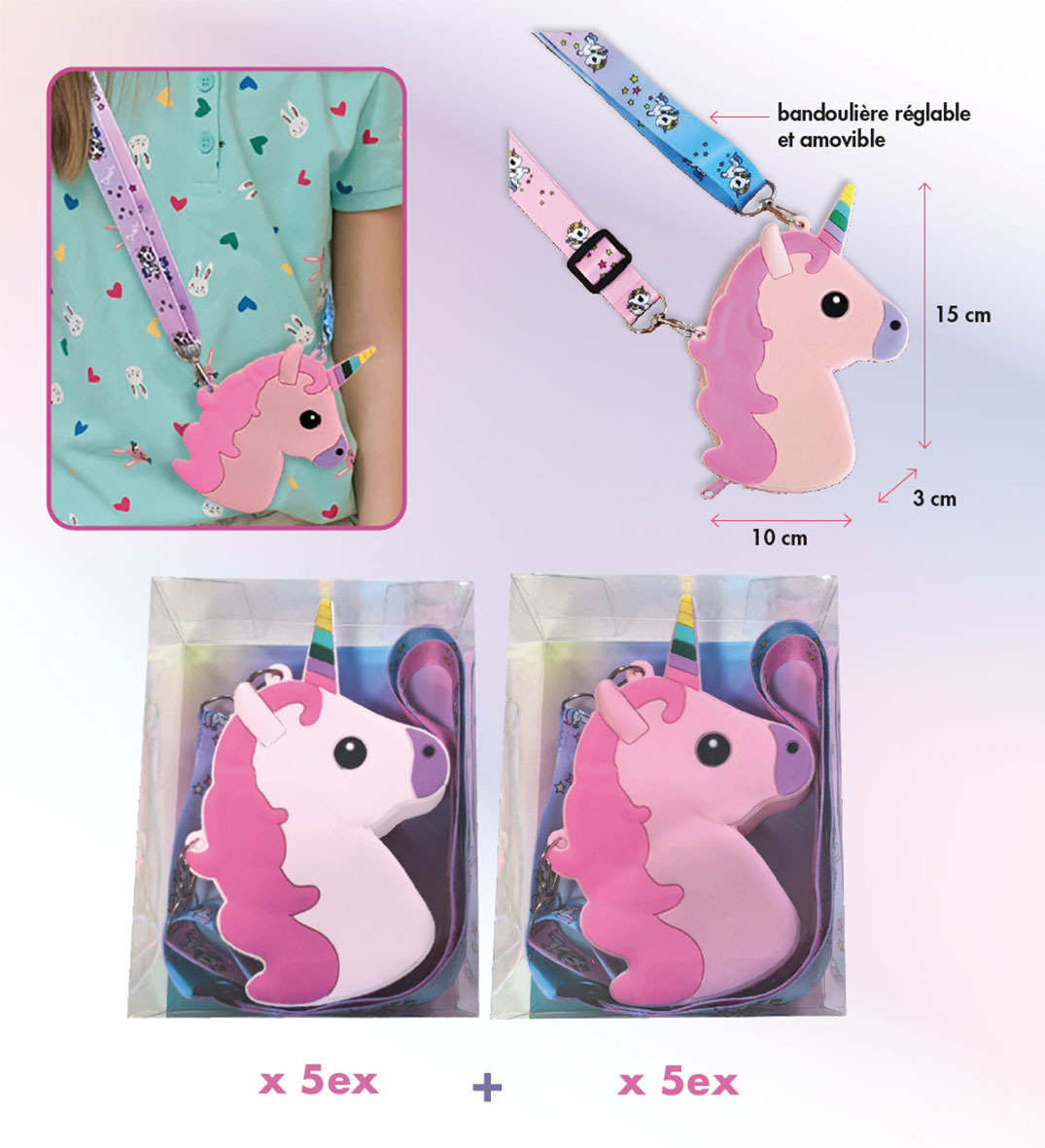 PACK 10 MINI SACS LICORNE (2 MODELES / 5 EX)