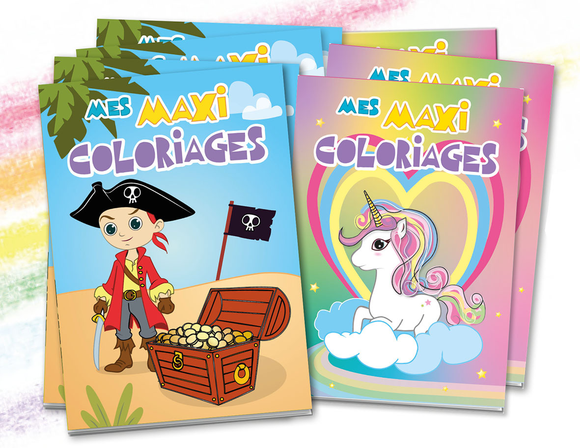 PACK 12 EX - MES MAXI COLORIAGES DE 3 A 5 ANS - PIRATE ET LICORNE