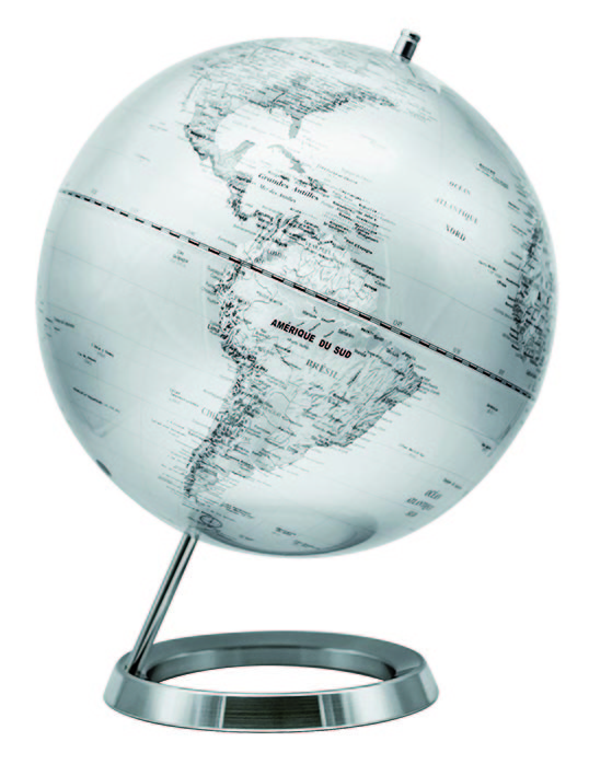 GLOBE 30 CM INCLINE ARGENT CARTO BLANCHE POLITIQUE