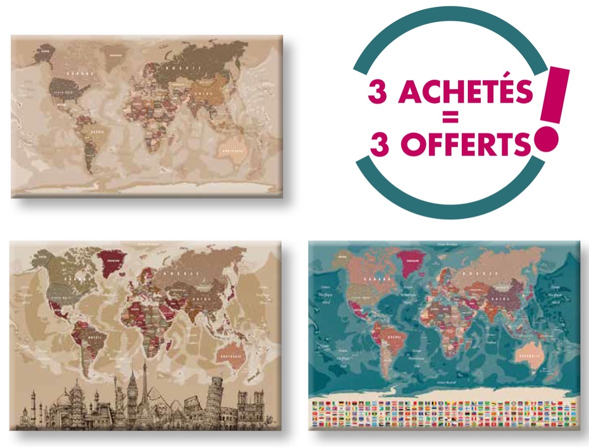 PACK DECOUVERTE 3 POSTERS DU MONDE ACHETES  3 POSTERS OFFERTS