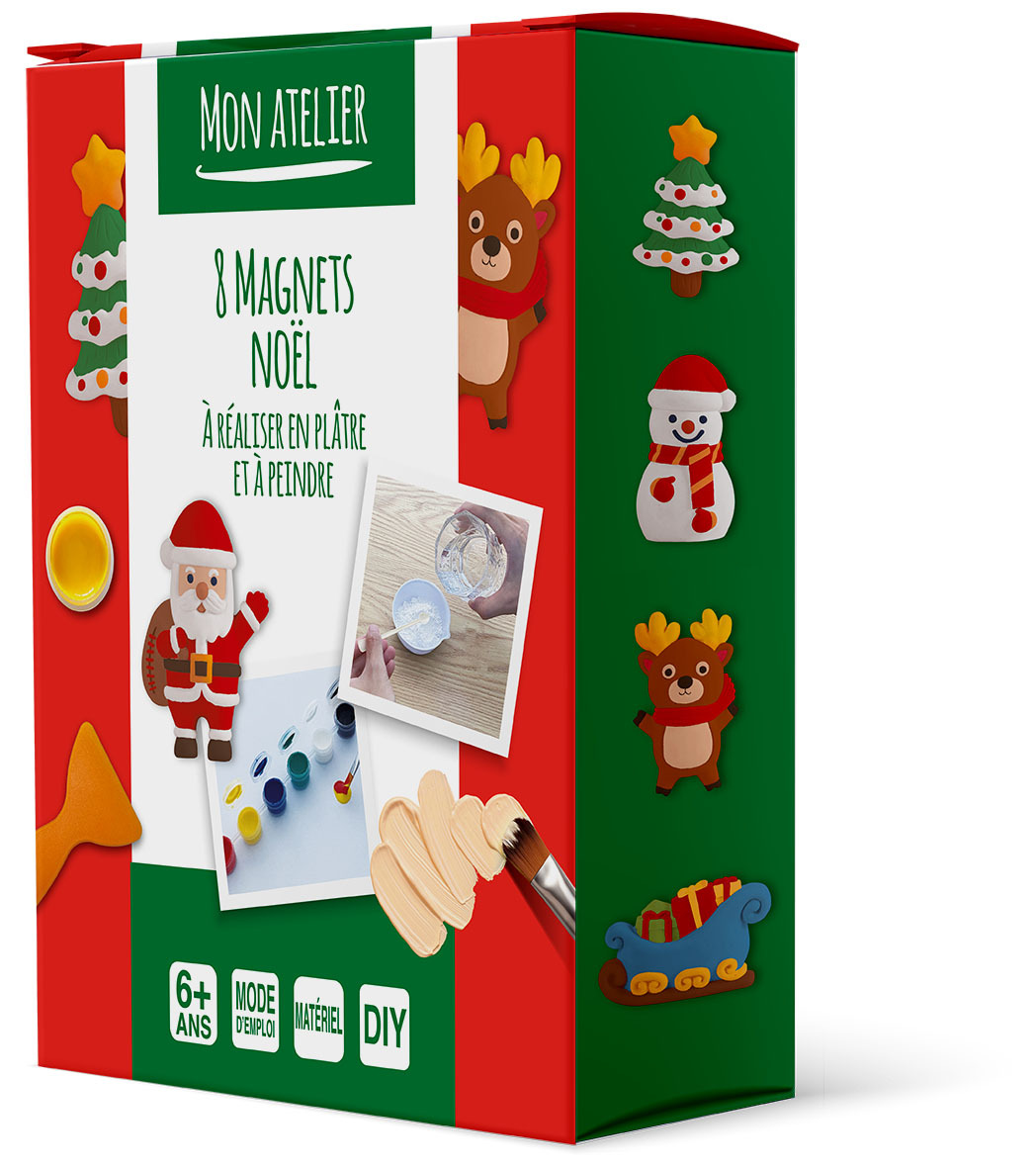 COFFRET MES 8 MAGNETS DE NOEL A REALISER EN PLATRE ET A PEINDRE