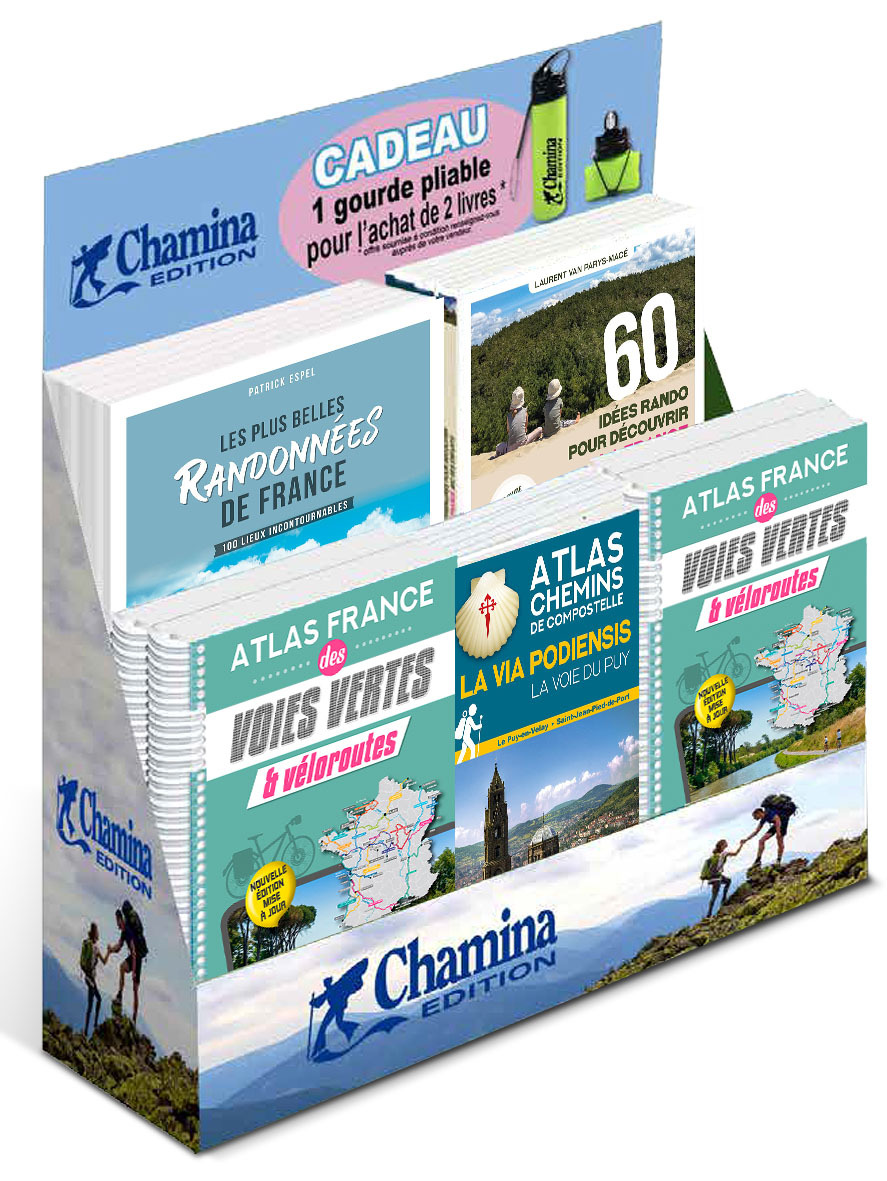 PLV DE TABLE PLEINE CHAMINA 16 VOLUMES + PRIME GOURDE 2 POUR 1